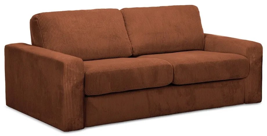 Divano color terracotta allungabile con rivestimento in velluto a coste 195 cm Nona – Makamii