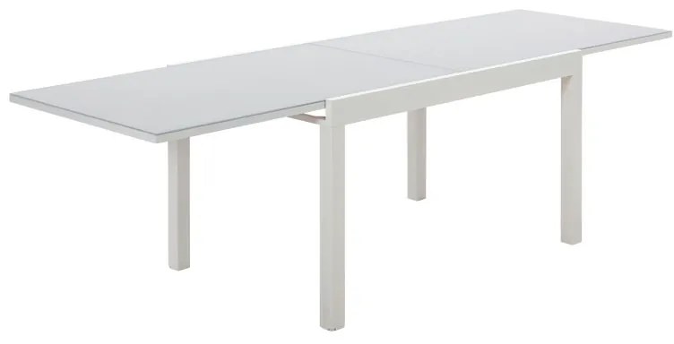 Tavolo da giardino allungabile Lyra II NATERIAL in alluminio bianco con piano in vetro  per 10 persone 135/270x90cm