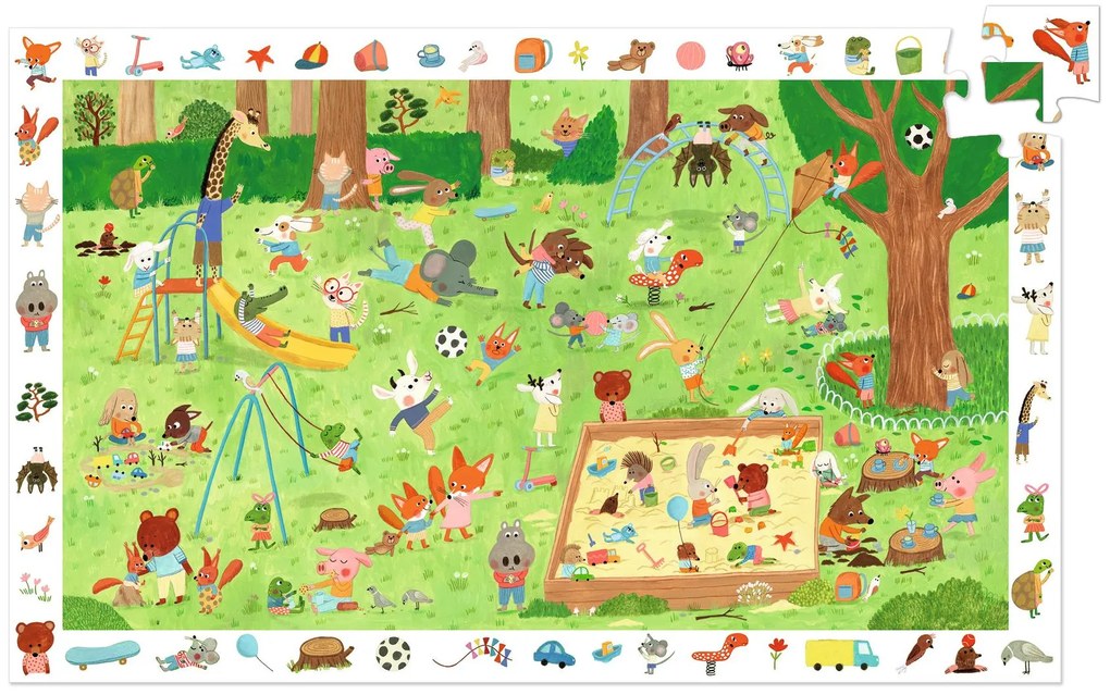 Puzzle di osservazione con poster - Parco giochi per animali - 35 pezzi