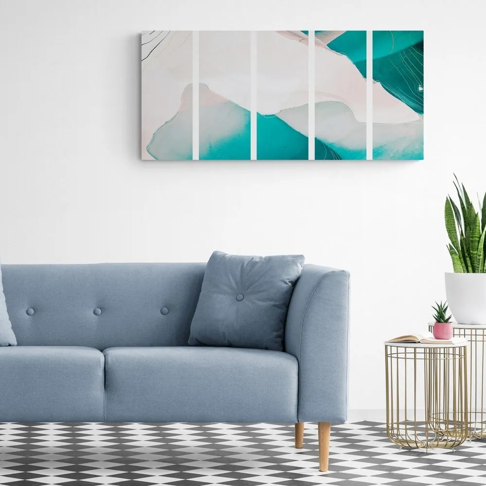 Quadri 5 pezzi – Astrazione blu moderna
