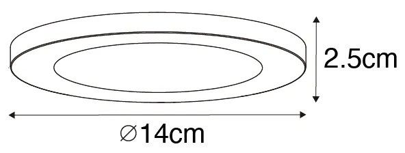 Faretto da superficie o da incasso bianco 14 cm con LED dimmerabile a 3 livelli con interruttore DIP - Trans