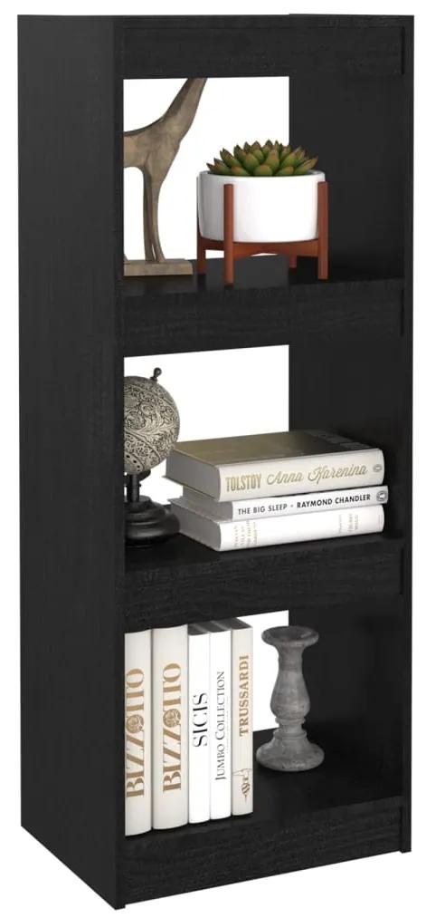Libreria/divisorio nero 40x30x103,5cm in legno massello di pino