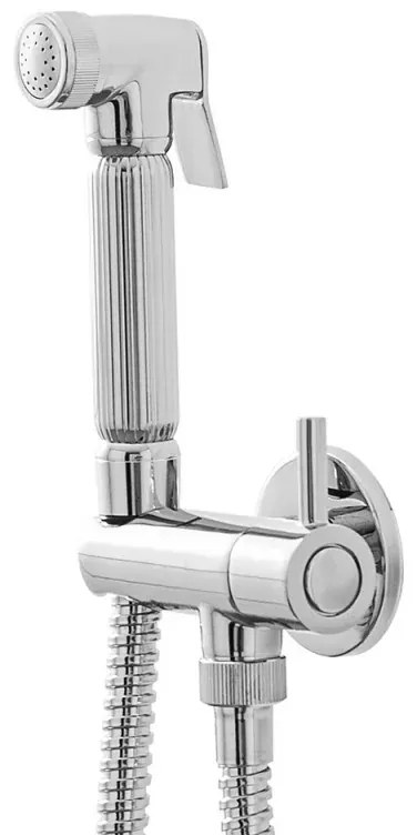 Set doccetta igienica cromata in ottone con pulsante shut-off e rubinetto