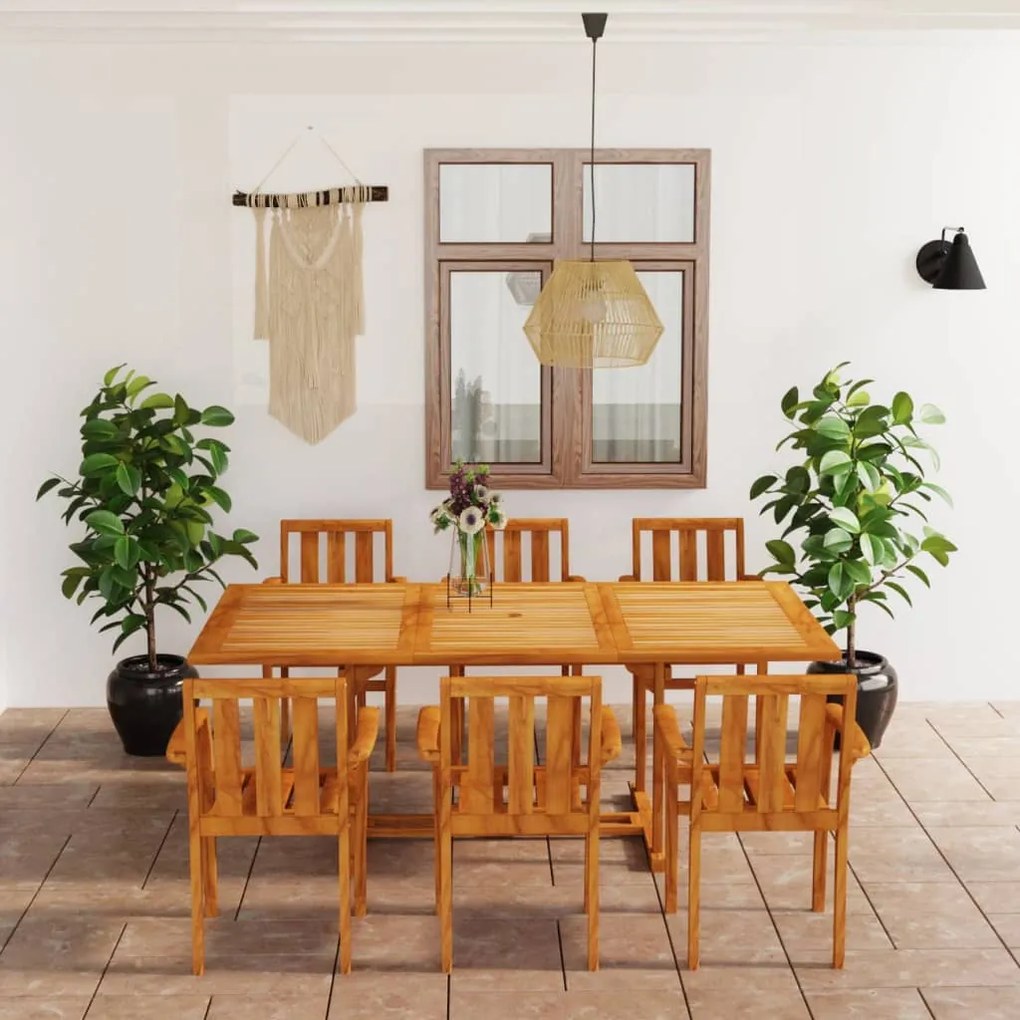 Set da pranzo da giardino 7 pz in legno massello di teak