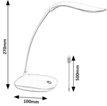 Rabalux 74234 - Lampada da tavolo dimmerabile a LED BEDI LED/2W/5V bianca