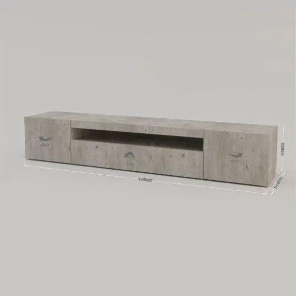 Mobile Porta TV Basso 200x40x36 Con 3 Ante Cemento Daiquiri