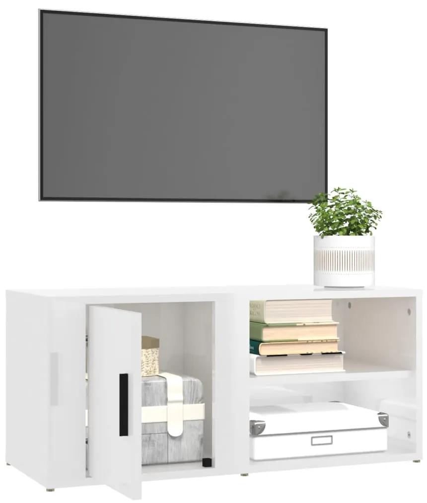 Mobili tv 2 pz bianco lucido 80x31,5x36cm in legno multistrato