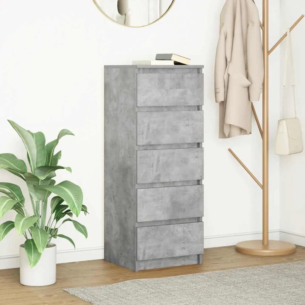 Credenza Con Cassetti Grigio Cemento 37,5x35x99cm İn Truciolato /