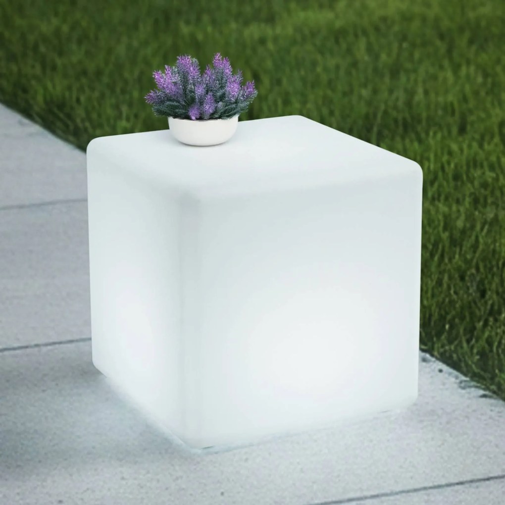 Lindby Lampada LED da esterno a batteria Cubara, RGB, cubo, plastica