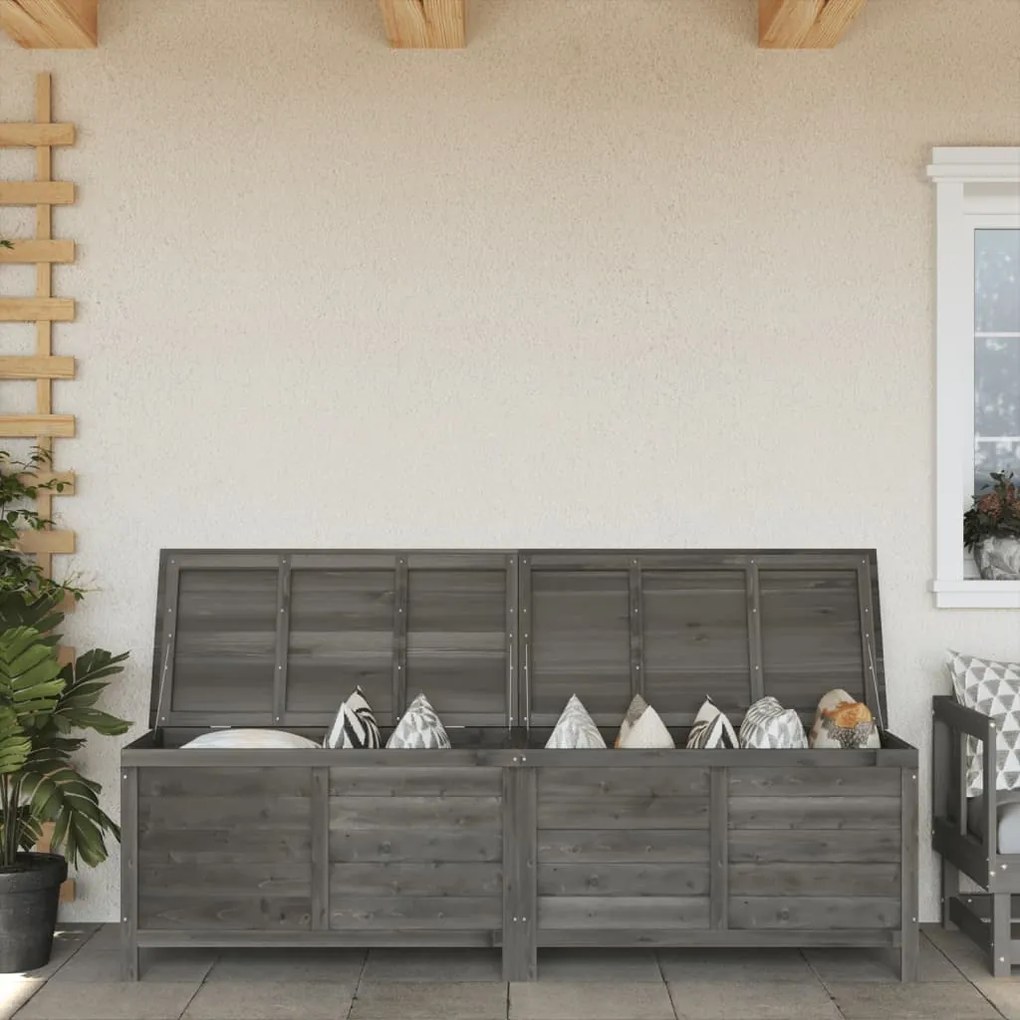 Contenitore Giardino Antracite 198,5x50x56,5 Cm Massello Abete /