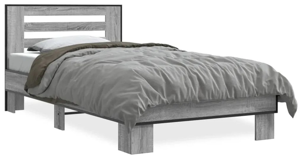 Giroletto Grigio Sonoma 90x200 Cm Legno Multistrato E Metallo /