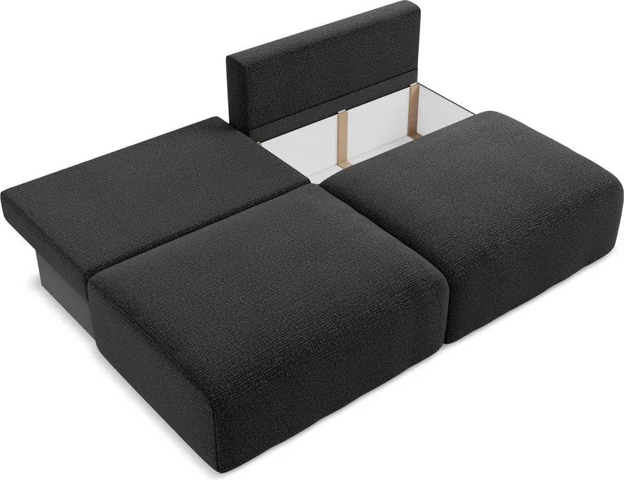 Divano nero allungabile/con contenitore 216 cm Kalena – Makamii