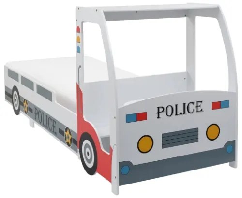 Letto Bimbo Auto della Polizia con Materasso Memory 90x200 cm