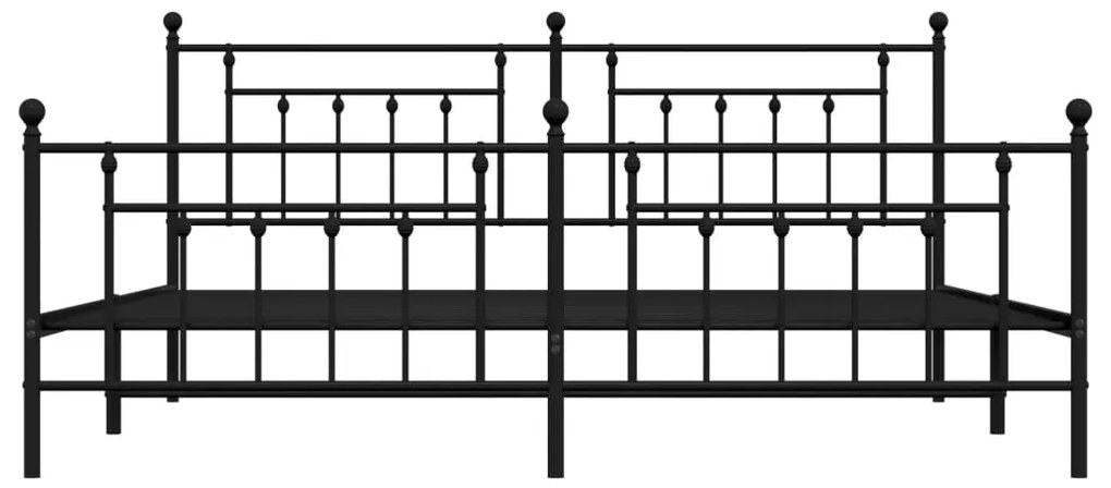 Giroletto con Testiera e Pediera Metallo Nero 193x203 cm