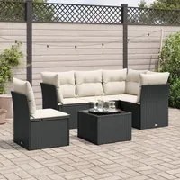 Set Divano da Giardino 6 pz con Cuscini Nero in Polyrattan 3249485