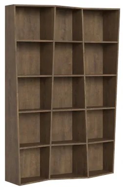 Libreria in legno Noce 137x200h cm con 3 elementi e vani trapezoidali TREK