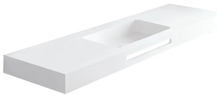 Lavabo sospeso rettangolare Zen L120 H 10 x P 46 cm in acrilico bianco
