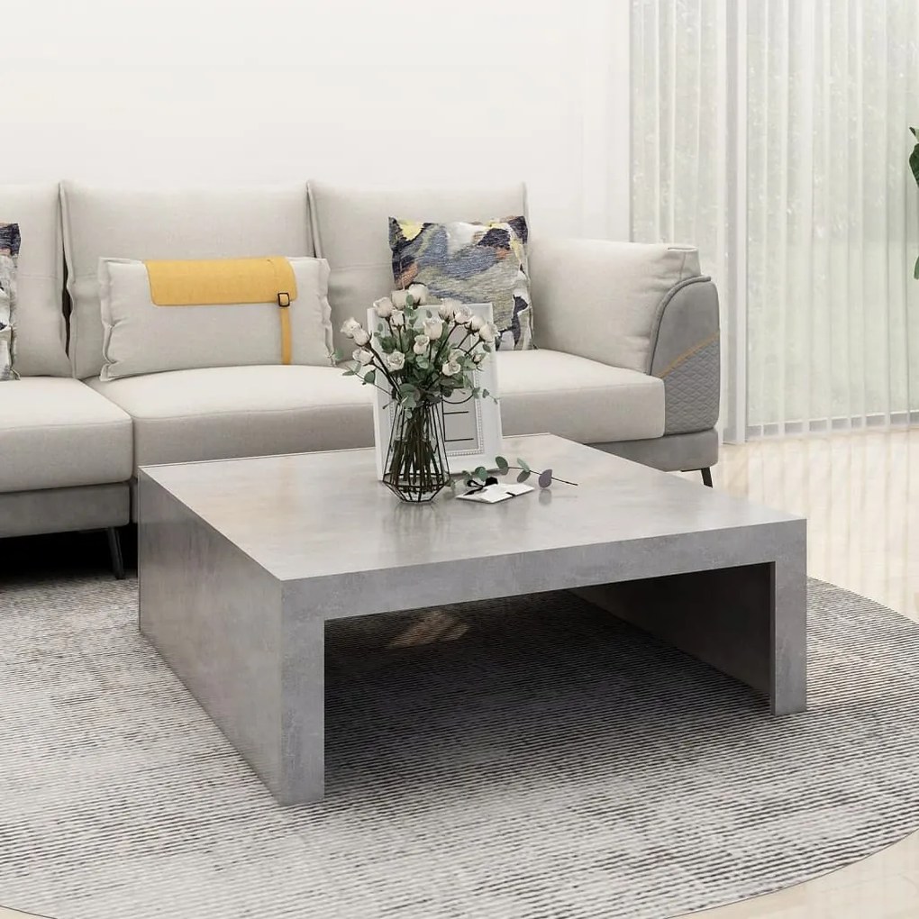 Tavolino Da Salotto Grigio Cemento 100x100x35 Cm Truciolato /