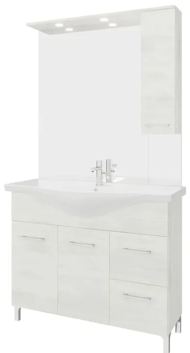 Mobile bagno con lavabo e sifone L 105 x H 81.5 x P 50.5 cm legno bianco in truciolare, 2 ante 2 cassetti per vasca centrale Symoa