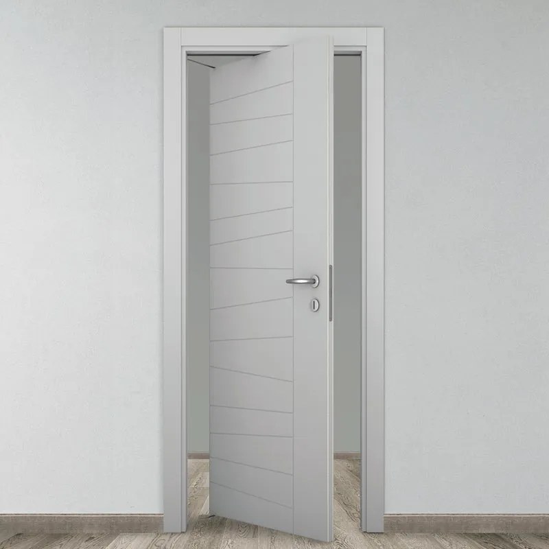 Porta tamburata rototraslante Madera grigio L 80 x H 210 cm sinistra