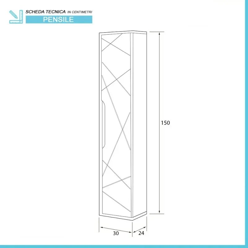 Colonna bagno sospesa h .150 cm Furore tortora con ripiani regolabili