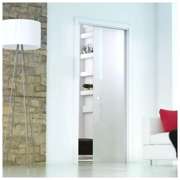 Porta scorrevole Secret grigio L 73 x H 212 cm reversibile