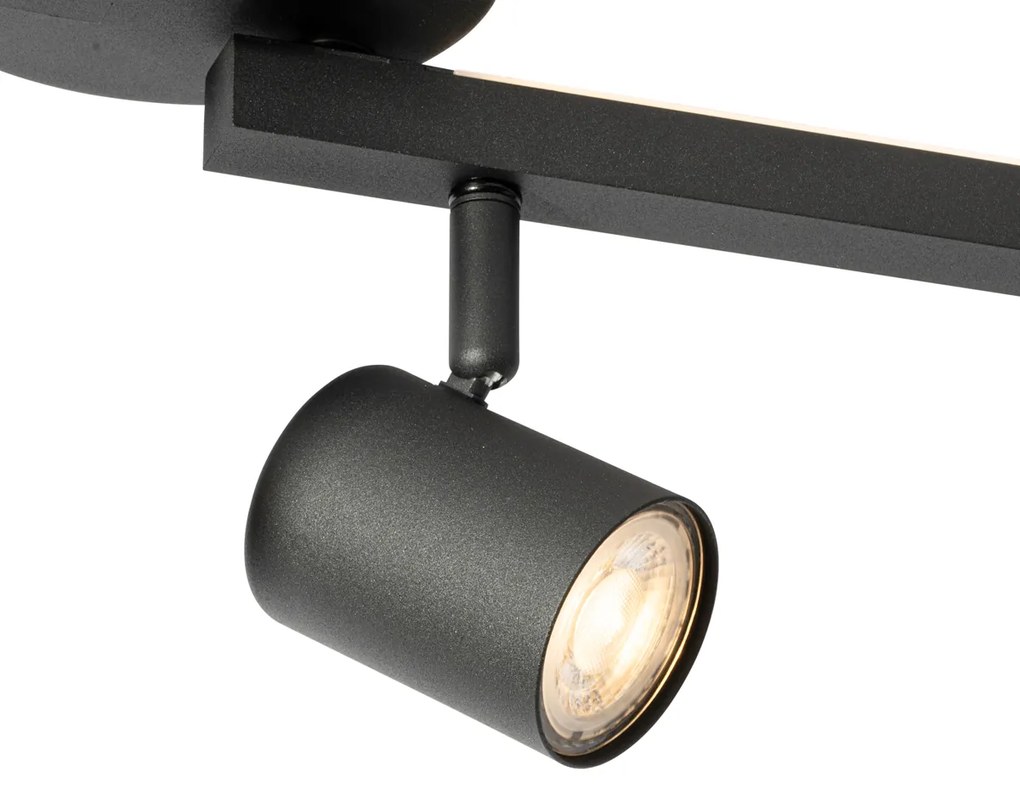 Faretto da soffitto nero GU10 50mm 4 luci con luce di fondo - Back Up