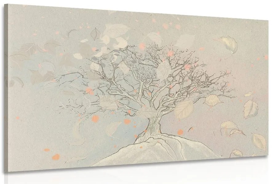 Stampa su tela – Albero autunnale disegnato