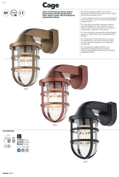 Redo 90207 - Applique da esterno CAGE 1xE27/28W/230V IP44 nero