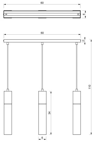 Lampadario su filo TULUM 3xGU10/60W/230V nero