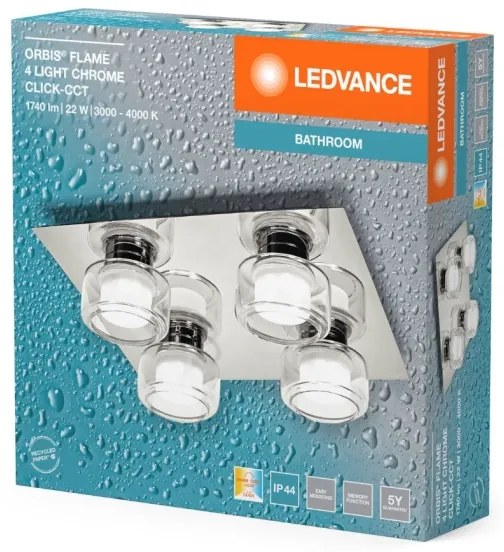 Ledvance -Plafoniera LED da bagno ORBIS FLAME 4xLED/5,5W/230V IP44 cromo