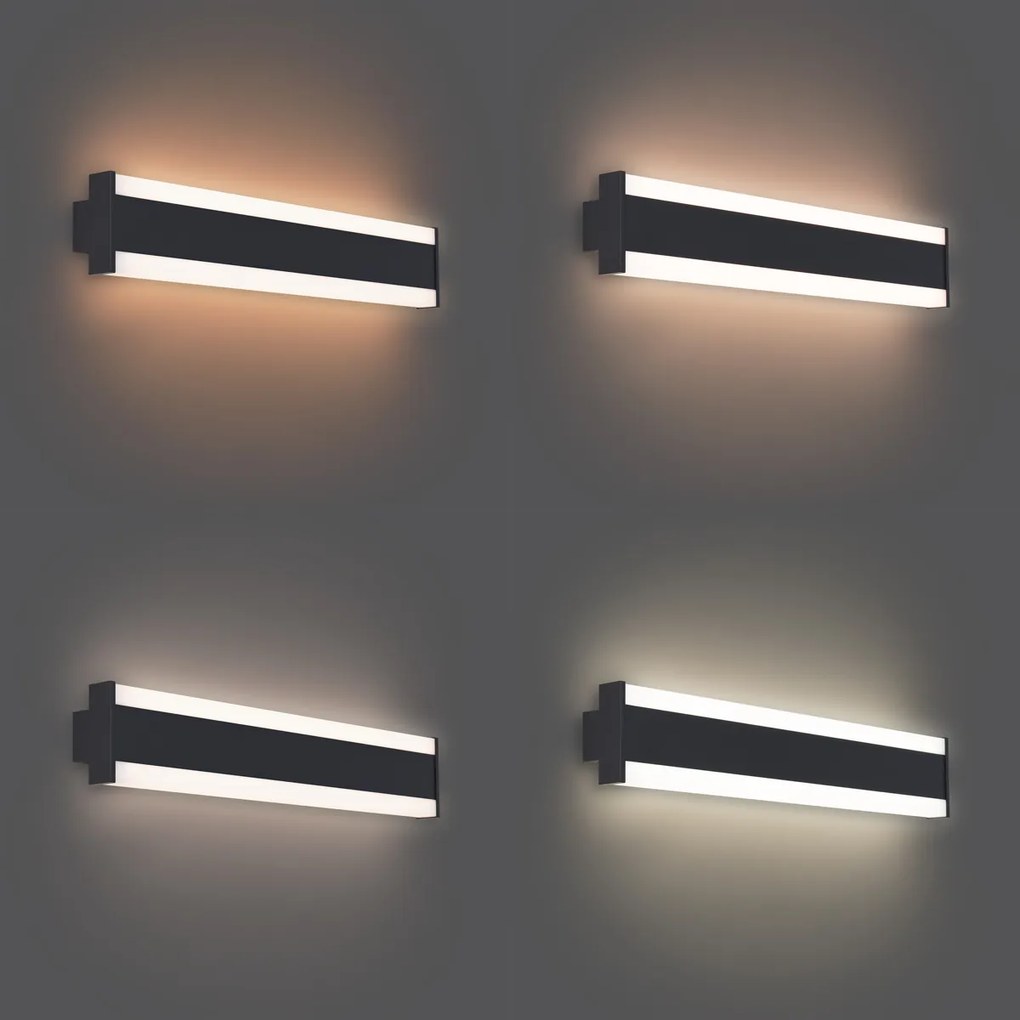 Lampada da parete moderna Nera CCT 60cm con LED integrato IP54 - Vanya