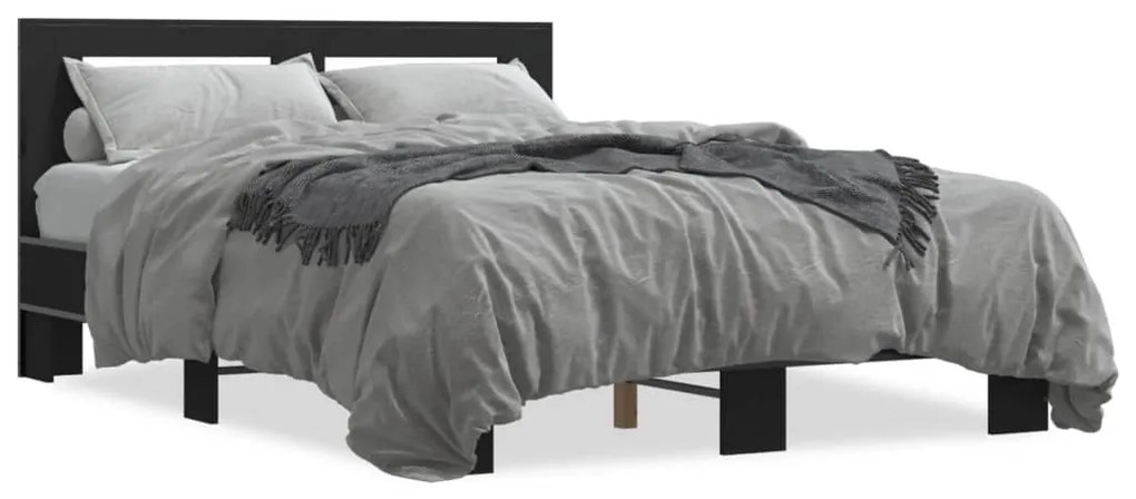 Giroletto Nero 140x200 Cm İn Legno Multistrato E Metallo /