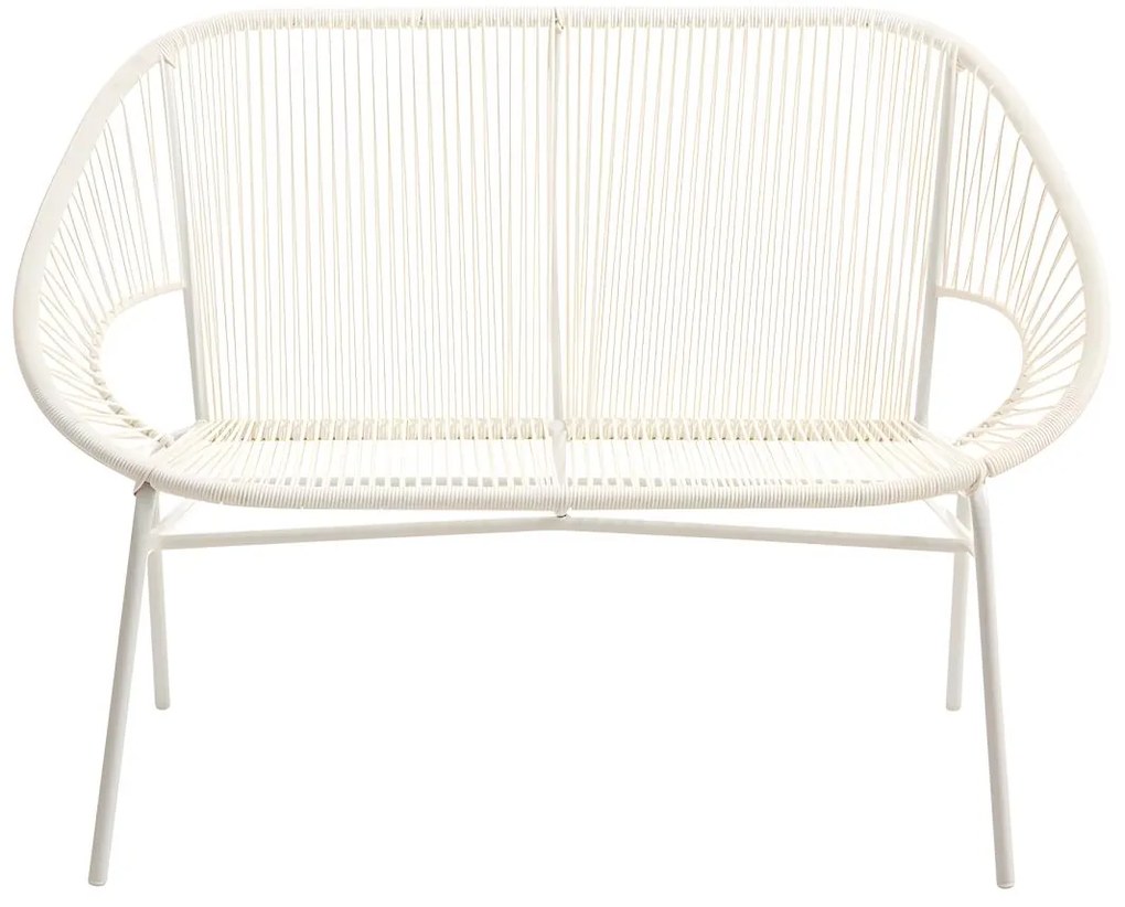 SALDI -  Panca da giardino ALIOS in fili di resina intrecciata - Bianco