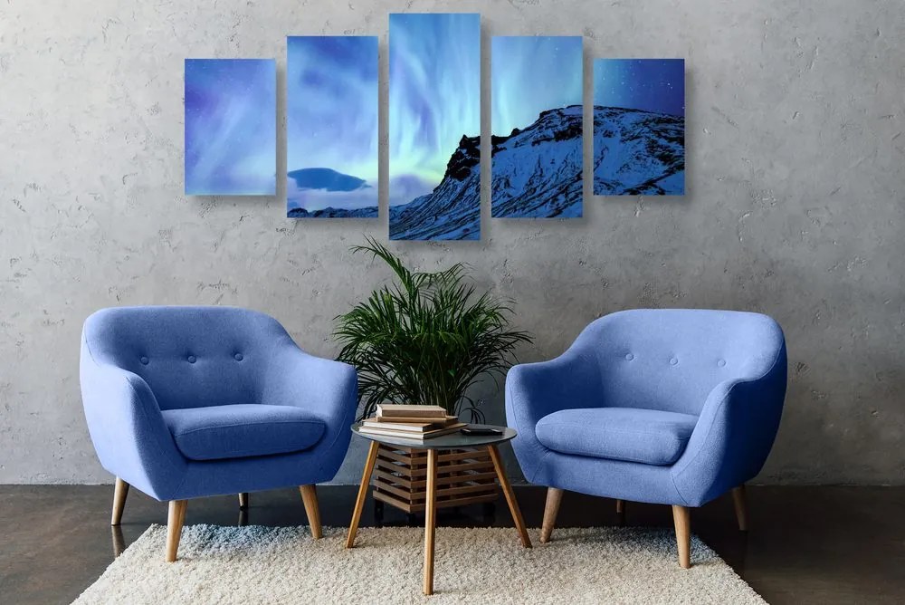 Quadri 5 pezzi – Luce polare nordica