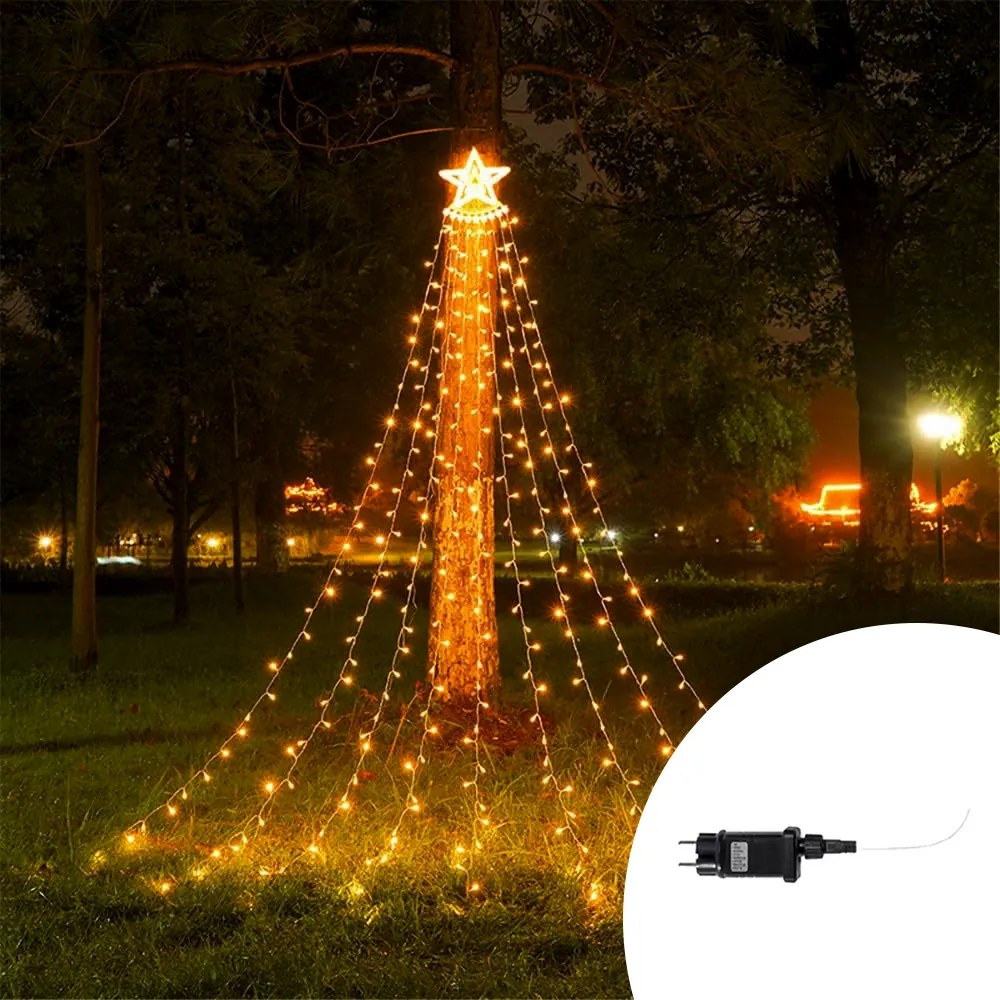 Albero luminoso a cascata con stella da 416 Led 4,5 metri Bianco Caldo Wisdom