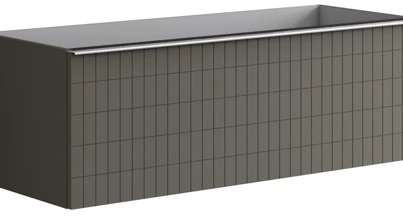 Mobile da bagno sotto lavabo Pixel grid frontale grigio carbone e maniglia alluminio brillante laccato L 120 x H 40 x P 45.5 cm 2 cassetti, lavabo non incluso