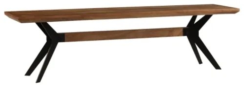 Panca da Pranzo Legno Massello d'Acacia e Acciaio 160x40x45 cm