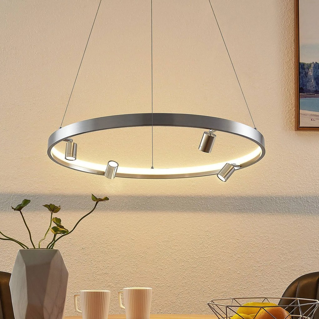 Lucande Paliva LED a sospensione, 64 cm, nichel