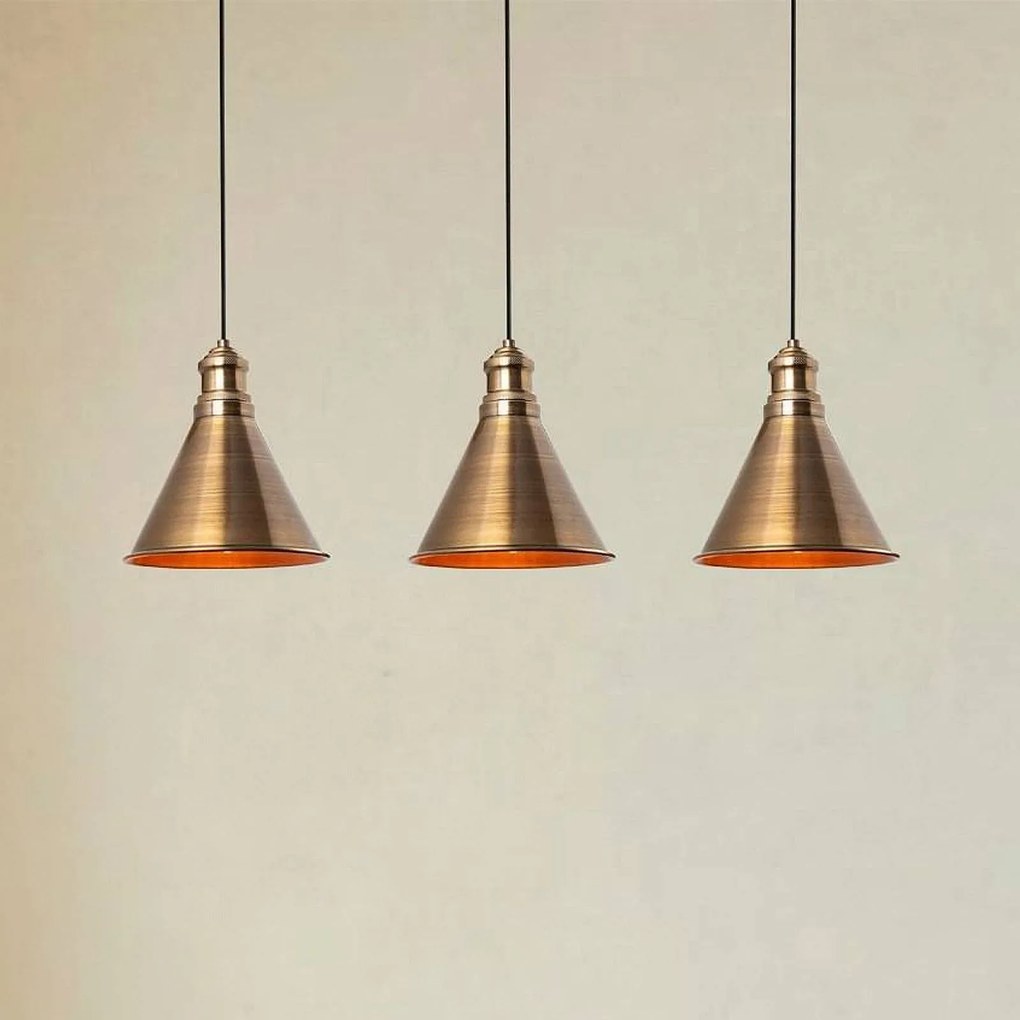 Opviq Lampada a sospensione Sivani MR-314, oro antico, ferro a 3 luci lineare