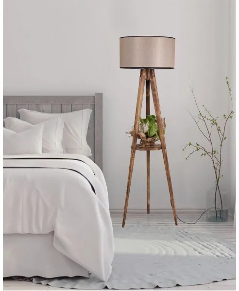 Lampada da terra TRIPOD 1xE27/60W/230V beige/marrone