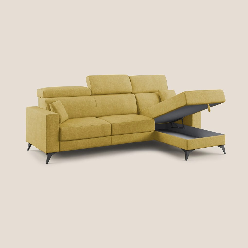 Pegaso divano letto angolare con poggiatesta reclinabili e rivestimento impermeabile T02 giallo