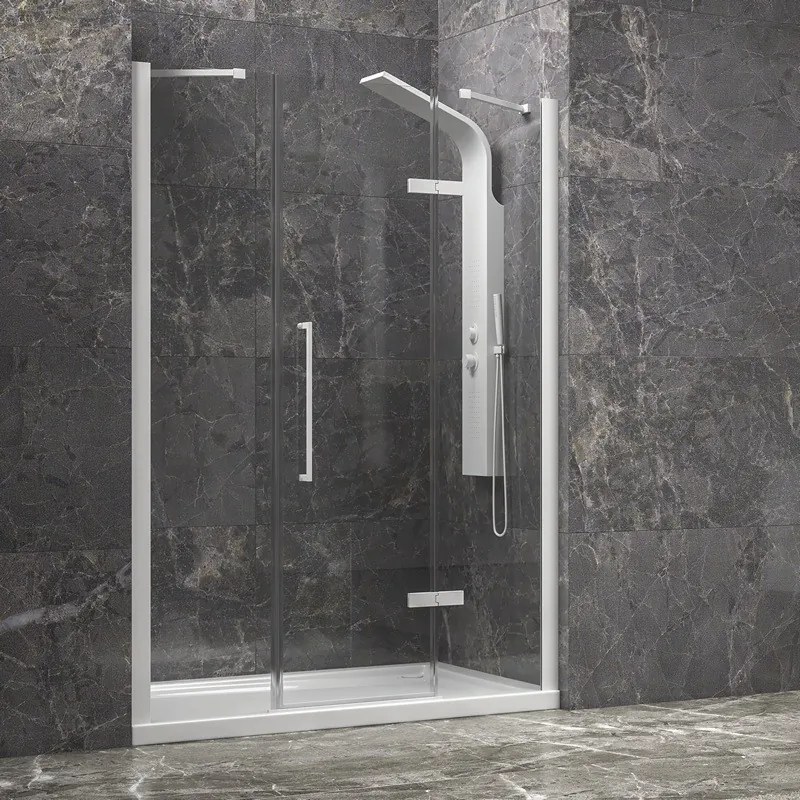 Porta doccia 180cm battente e 2 fissi colore bianco | KT6000B - KAMALU