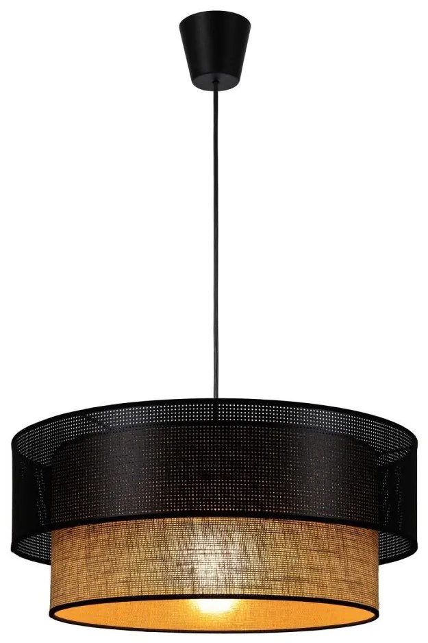 Lampada a sospensione BORHO con cavo 1xE27/60W/230V nero/iuta