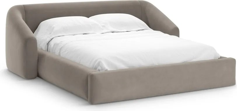 Letto contenitore Campi con testiera in velluto – 140x200 cm