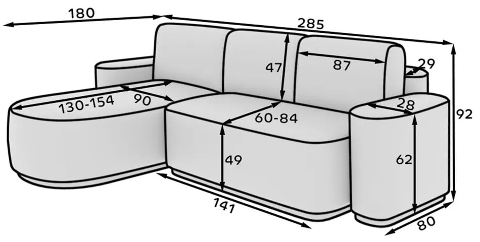 Divano angolare grigio scuro allungabile/con contenitore (con penisola a destra/con chaise lounge) e rivestimento in ciniglia Aurumm – ELTAP