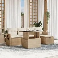 Set Divano da Giardino 6 pz con Cuscini Beige in Polyrattan 3274968