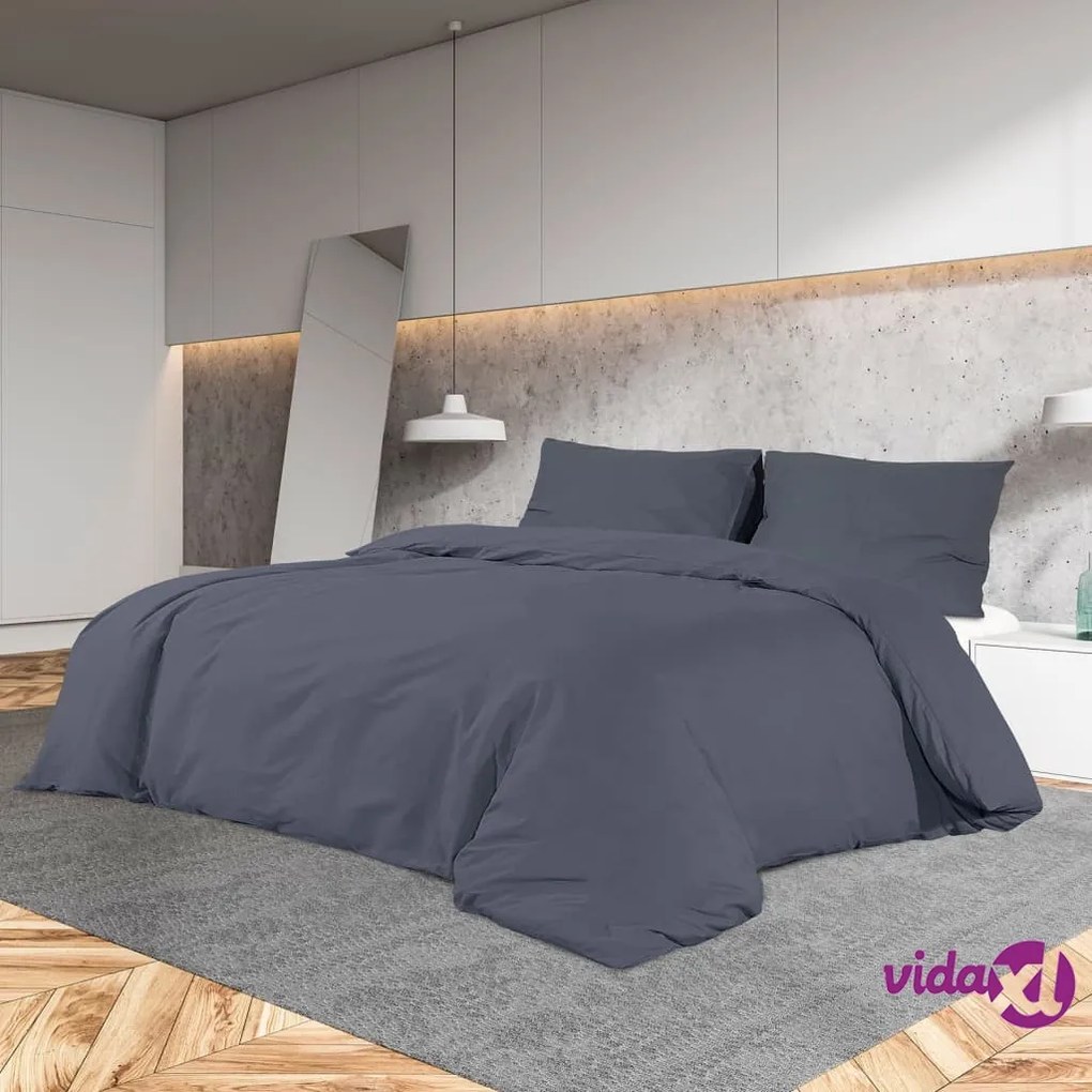 vidaXL Set Copripiumino Antracite 220x240 cm in Microfibra Leggera