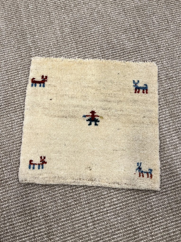Gabbeh Tappeto 40x40 Beige (Iran) Annodato A Mano