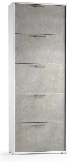 Scarpiera 5 ante a ribalta singola prof L 67 x H 184 x P 18 cm 15 paia, bianco